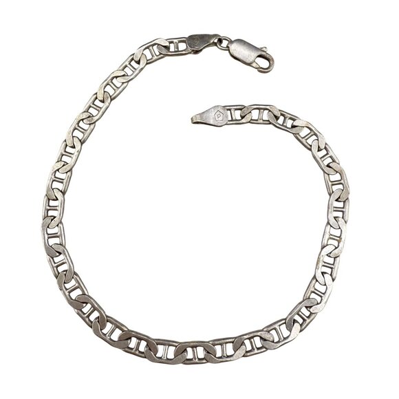 Sterling Silver Italian Chain Bracelet 925 Lobster Clasp Link Design Made In Ita - Picture 6 of 8